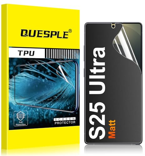 QUESPLE [3 Stück] Matt Schutzfolie für Samsung Galaxy S25 Ultra 5G, Anti-Fingerabdruck, Blendschutz Matte Weich TPU Folie, Ultra-Klar Fingerabdruck-ID Unterstützen Displayschutzfolie