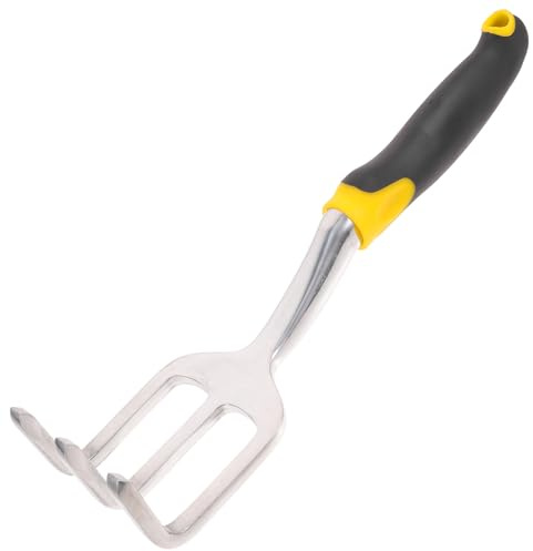VALICLUD Rastrello da Giardino Manuale a 3 Punte in Acciaio Inox Impugnatura Antiscivolo Sarchiatrice a Artiglio per Diserbo e Dissodamento Attrezzo Versatile per Orto Frutteto e