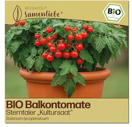 Samenliebe BIO Tomaten Samen | Balkontomate Sterntaler Kultursaat - kompakt & sehr süß - samenfestes BIO Saatgut