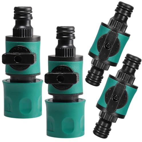 EVBOTGEE Connettore per Tubo da Giardino in 4 Pezzi con valvola di Regolazione, raccordi rapidi da 17 mm per Tubi dell'Acqua da 1/2 Pollice, per irrigazione del Prato e Lavaggio Auto.