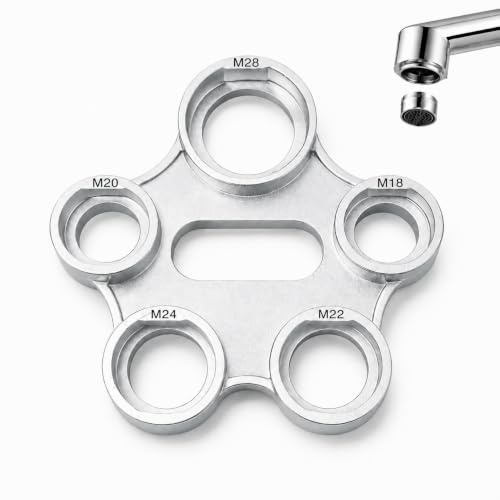 Perlator Schlüssel 5 in 1 Metall, passend für M18 M20 M22 M24 M28, Wasserhahn Aufsatz Werkzeug für Perlator, Strahlregler und Wasserhahn Sieb, schnelle Montage & Demontage in Küche und Bad
