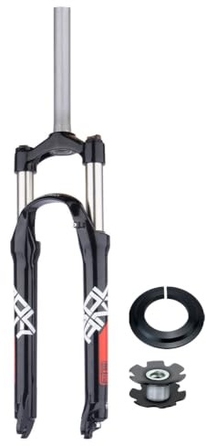 LHHL MTB-Luftfedergabel26/27,5/29Zoll Schwarze fahrradgabeln 105mm Federweg Schnellspanner 9 * 100 mm 1-1/8Gerade Gabelschaft Rückpralleinstellung Mountainbike-Vorderradgabel für XC/AM(29'')