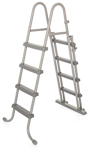 Bestway Flowclear Sicherheitsleiter, Poolleiter mit Kindersicherung durch hochklappbaren Einstieg, 122 cm
