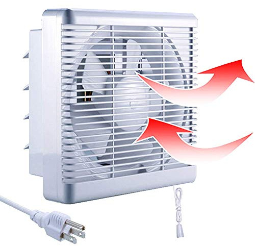 SAILFLO 8 Inch Window Shutter Exhaust Fan, 9.5 x 9.5 Inch Cutout, 300CFM 30W Wall-Mounted Ventilation Fan Air Intake Extractor for Bathroom Home Bedroom Attic, φ8 Inch Impeller
