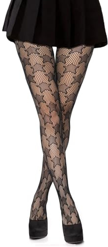 Medias de red para mujer, diseño estampado, color negro Negro Stars Talla única