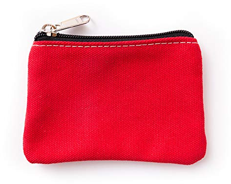 Hibate Small Canvas Coin Purse Holder Wallet Zip Pouch Money Purses Bag for Women Men Kids (Red)