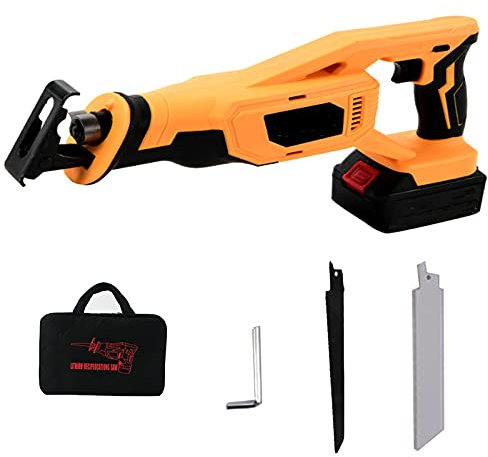 Sierra Sable Inalámbrica, Sierra de Sable Alternativa de Batería,Sierra Electrica Madera, 2 Baterías, Velocidad Variable de 0-2800 RPM, 2 Hojas de Sierra, Ideal para Cortar Madera y Metal