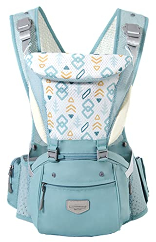 WPHH Babytrage Mit Hüftsitz, Atmungsaktiver Ergonomischer Tragetuch-Rucksack, Tragbare Kindertrage Vorne Und Hinten, Multifunktionale Baby Reiseausrüstung Im Sommer,Grün