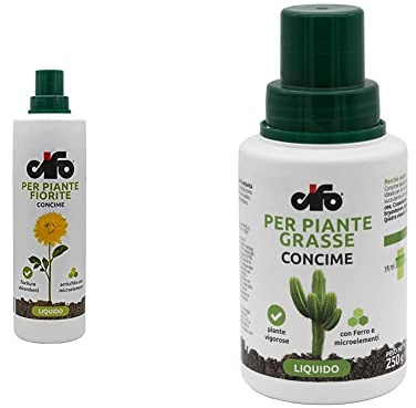 CIFO Concime Liquido Per Piante Fiorite 1 Lt & Concime Liquido Piante Grasse 200 Ml