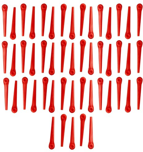 vhbw 50x Ersatz-Messer kompatibel mit Gardena AccuCut 2417-20, 2417, 400Li 8840, 400Li 8840-20 Rasentrimmer - Ersatzklinge Orange, Kunststoff