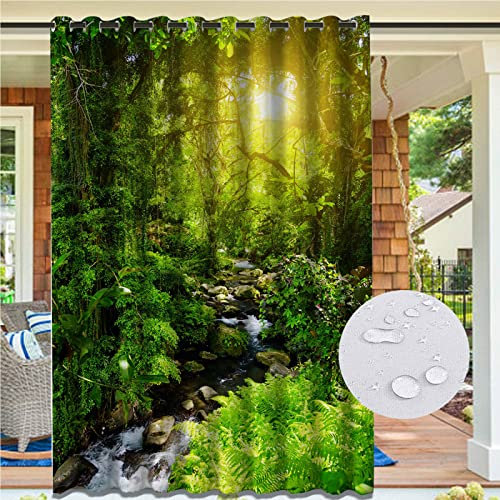 UKALOU Outdoor Vorhang mit Ösen Gartenlauben Balkon-vorhänge Gardinen Verdunkelungsvorhänge Mit Schlaufen, Vorhang Wasserdicht, 1 Stück,Style5-B132xH215cm