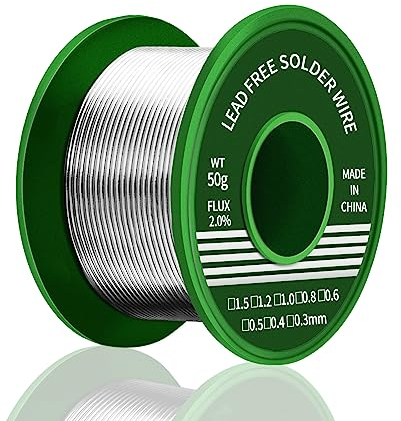 Meccion Solder Wire 0.6mm 50g Lead Free Soldering Wire Sn99.3 Cu0.7 with Rosin Core Tin Wire for Electronic Electrical Soldering Components Repair and DIY