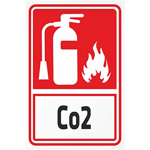 INDIGOS UG – Panneau en aluminium Dibond 3 mm – Sécurité – Terrain d'association – Extincteur CO2 – Combi – 800 x 600 mm – Hôtel, entreprise, protection, KITA, médecin, cabinet, appartement