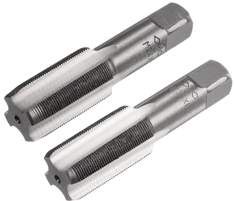 sourcing map Metrischer Handgewindebohrer M24 Gewinde 1 Teilung 4 gerade Rillen H2 Legierung Werkzeug Stahl Boden & Kegel Schraube Gewindebohrer Set Gewindeschneider Werkzeuge zur Reparatur 1 Paar