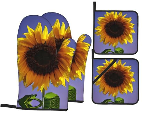 Set di guanti da forno e presine con girasole, perfetti per cucina e San Valentino, set di guanti da cucina resistenti