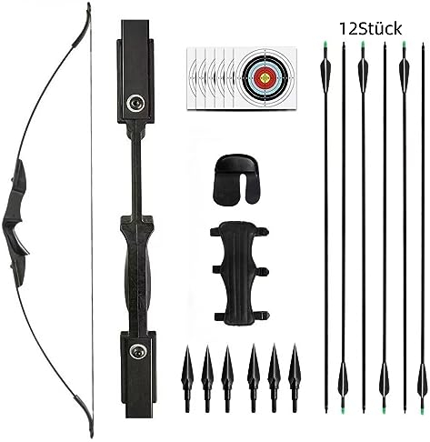 biubiusot Recurve Bogen und Pfeile Set Bogenschießen Takedown Bogen Jagd 30/40lbs Erwachsene Jagdschießen Outdoor Anfänger Schießen mit Bogenschießen Zubehör Langbogen Set