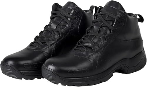 4 WITH QUIVE Sega combat CO-7 Black Boots Men lace up Leather Comfortable, Tactical Boots For Work & Security Slip Resistant (Black, UK Footwear Size System, Adult, Men, Numeric, Medium, 10)