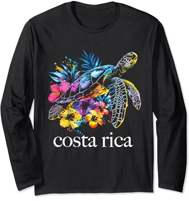 Costa Rica Meeresschildkröte Blumen Tauchen Surfer Souvenir Langarmshirt