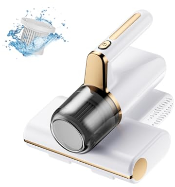 BesBet Aspirateur à Main Anti-Acariens, éLimine 99,9% des BactéRies, AllergèNes, Acariens Nettoyeur De Lit sans Fil avec LumièRe UV Et Vibration Anti Acariens Literie pour Le Nettoyage,White