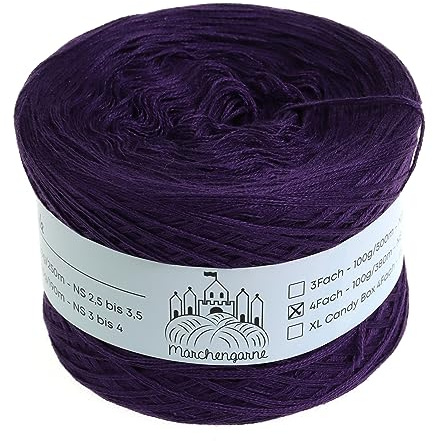 Märchengarne Bobbel einfarbig 200g - 760m 4 fädig Wolle Farbverlaufsgarn handstrickgarn stricken häkeln (Lila)