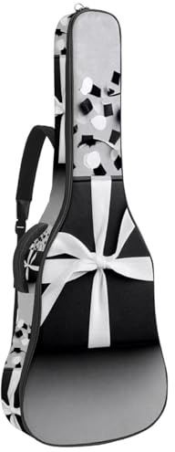 Gitarrentasche, wasserdichte Tasche für 40/41/42 Zoll Akustikgitarre mit Zubehörfach, Gigbag mit Schutzschicht, Mehrere Taschen, Schwarz und Weiß Geschenk, Mehrfarbig Nr. 04, 42.9x16.9x4.7 in,