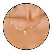 14K Vergoldet Kette Damen mit Buchstaben Geschenke für Frauen Mädchen | Halskette mit Buchstaben A-Z Necklace Women Anhänger Buchstaben Kette Silberkette Goldkette