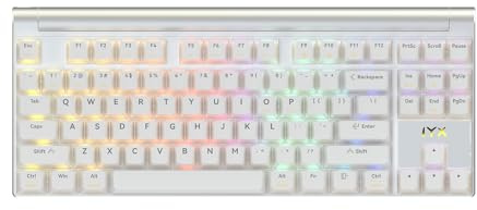 IROK MT87 Clavier mécanique 3 modes en aluminium CNC 80 % TKL remplaçable à chaud RVB Clavier de jeu sans fil programmable avec interrupteur jaune pour joueur Windows/Mac, blanc