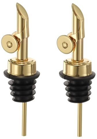 sourcing map Weighted Stainless Steel Liquor Bottle Pourers, 2 Pcs Auto Flip Feature Olive Oil Dispenser Spout, Bottle Pourers for Alcohol Wine Vinegar, Gold