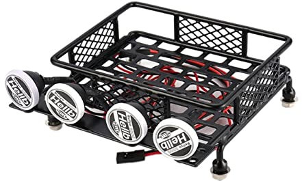 DOFABI RC Auto Dachgepäckträger Gepäckträger Allgemeiner Typ Mit 4 Runden Lichtleisten Truck Crawler CC01 CR01 SCX10 RC4WD Ferngesteuerter Autodachträger