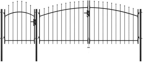 IKAYAA Doppeltor Einfahrtstor Hoftor Tor doppelflügeltor Gartentor Metall Zauntor Gartentür mit Schloss und Schlüsseln-400 x 125 cm