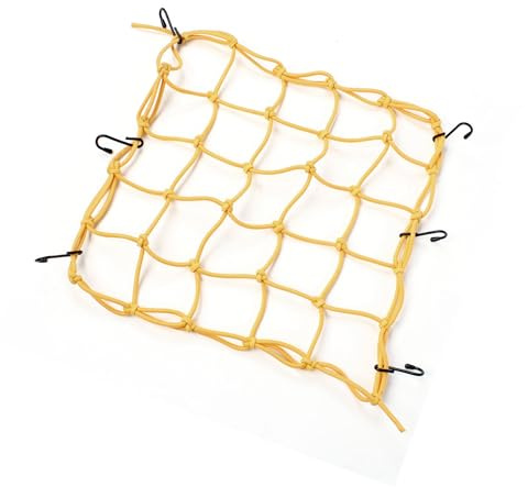 Motoforti Yellow Nylon Rubber 6 Hook Luggage Cargo Flexible Net for Motorcycle Long-lasting