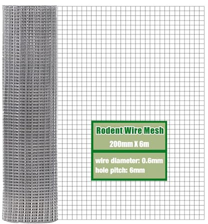 Oursouion Rodent Proofing Wire Mesh 200mmx6m Galvanised Wire Mesh Roll,Rat Mesh for Filling In Gaps Around The Home & Garden,Keep Rats Out,Chicken Wire Mesh,Mice & Mouse Mesh Sheet- Metal Mesh