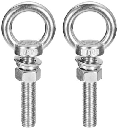 QUARKZMAN Bullone ad Occhiello di Sollevamento, 2 Set M16 x 80mm Bullone ad Occhiello con Dado Rondella Acciaio Inossidabile 304 Anello Sollevamento a Spalla per Appendere Oggetti