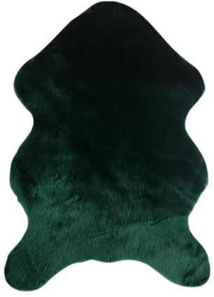 ACESOME Alfombra de piel sintética, piel de cordero sintética, piel de oveja suave, mullida, acogedora, decoración del salón, imitación de lana para sofá (verde, 75 x 120 cm)