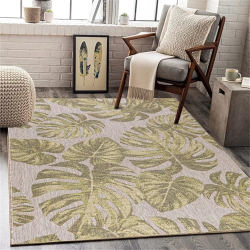 RUGMRZ Teppich Selber Machen Bettvorleger Schlafzimmer Grüne Blätter grau Grundfarbe Schlafzimmer Teppich kann angepasst Werden Teppich Modern Deko Schlafzimmer 50x70cm