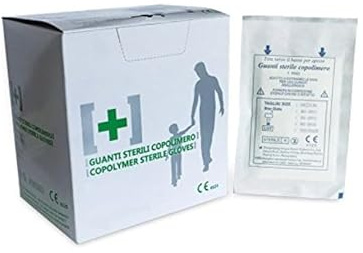 Generico Buste da 2 guanti sterili in copolimero Large latex free per cassetta pronto soccorso (5)