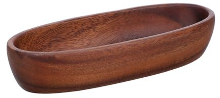 Alipis Walnut Boat Shape Salad Serving Bowl Fruit Bowl Vintage Style Dessert Tray