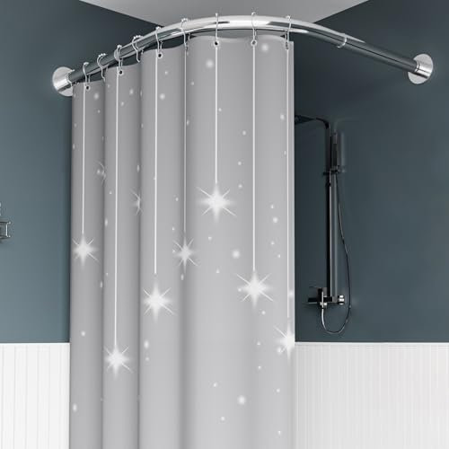 Barra De Tensión Para Cortina De Ducha En Forma De L, Barra De Cortina De Ducha Extensible Esquina, Acero Inoxidable 304, Sin Taladro, Adecuado Para Baño, Tienda De (Size:A 70-95x70-95cm,Color:Silver)