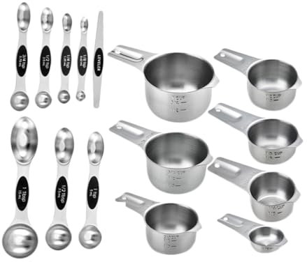 NAMOARLY 1set Misurini Impilabili Inossidabile Set Di Cucchiai e Tazze Per Misurazioni Precise Cucina Facile Da Pulire e Salvaspazio Per Cottura e Preparazioni Culinary
