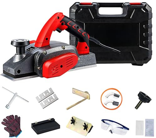 Pialla elettrica per legno da 1100 W, lama ispessita in acciaio inox, profondità regolabile da 0 a 2 mm, strumento portatile per falegnameria liscia e piallatura del legno