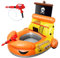Joellfuner Flotador Piscina Bebe, Barco Pirata Inflable, Barco Hinchable Infantil con Pistola de Agua, Natación Barca Hinchable Juguete Acuático, Inflable Anillo de Natación para Niños de 3 a 12 Años