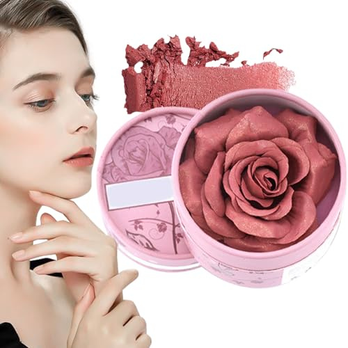 Nybhyjka Flower Blush, 3D-Effekt, natürliche Rose | Konturcreme & Highlighter, 3,5 g, natürlicher Duft, Teint, für Reisen, Hochzeit und Jahreszeiten