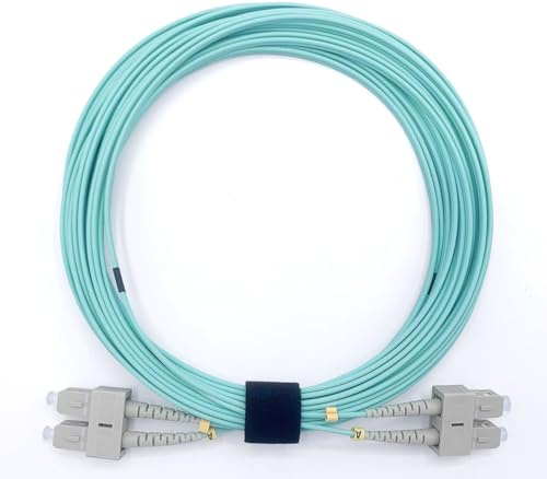 TFS DuraTac® - Cable de Fibra Óptica Multimodo Dúplex OM3 50/125µm | Patch Cord SC/UPC a SC/UPC Aqua | Preparado para Redes de Alta Velocidad (10m.)