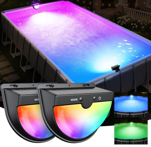 Ciavca Luci Solari Per Piscine Fuori Terra Con 10 Modalità Di Illuminazione E Telaio Aggiornato, Luce Solare RGB Impermeabile, Accessori Per Piscina