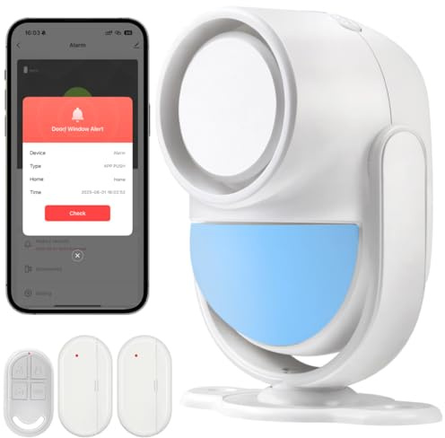 ATUTEN Wifi Home Security Systems Shed Alarm with Door Alarm with Remote, Motion Sensor, Door Window Sensor, for Home, Office, Garage, Shop, Supports Mobile Phone App Alert