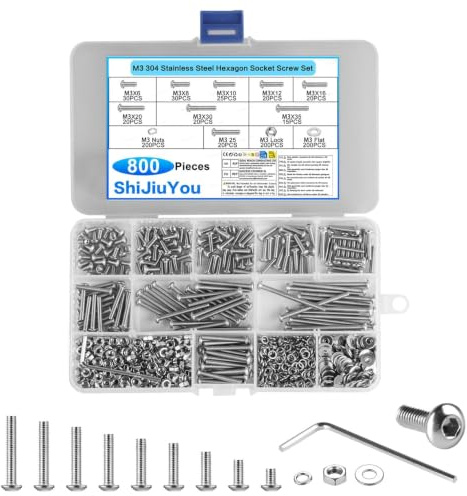 800 Stück M3 Edelstahl-Schrauben-Set | Enthält Muttern Und Unterlegscheiben – Komplettes Set Für Sofortige Montage, Kein Zusätzlicher Zubehörkauf Nötig.