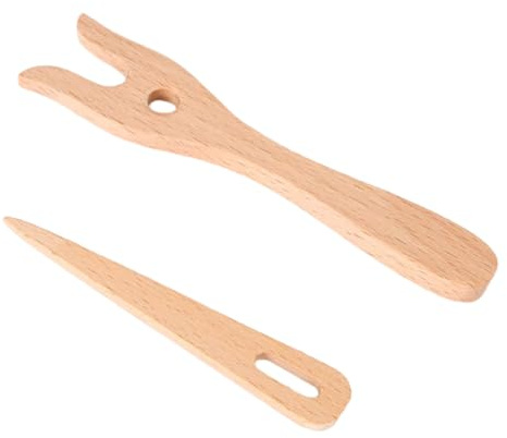 Maigridy Holz-Strickgabel mit großem Öhr, Webwerkzeug, Tapisserie, Flechter, Strickgabel für Armbänder, Webwerkzeug, Stickzubehör