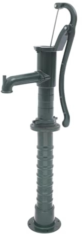 Hand Well Pump, Cast Iron Pitcher Pump with Ring Handle Base, Deep Well Water Transfer Pumping, Groundwater Inhalation Presses, Fashioned for Yard Garden (Water Pump Raised Base + Pitcher Pump)