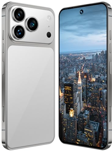 Smartphone I17 Pro Max, 16GB RAM, 1TB ROM, Schermo HD Da 7,3, 8000mAh, Android 15, Sbloccato Senza SIM, 78 MP 108 MP, Riconoscimento Facciale Tramite Impronta Digitale, Doppia SIM, 5G,Grey-7.3 Inch