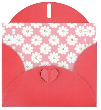 Juego de tarjetas de felicitación rojas impresas de crisantemo blanco con sobres y calcomanías a juego
